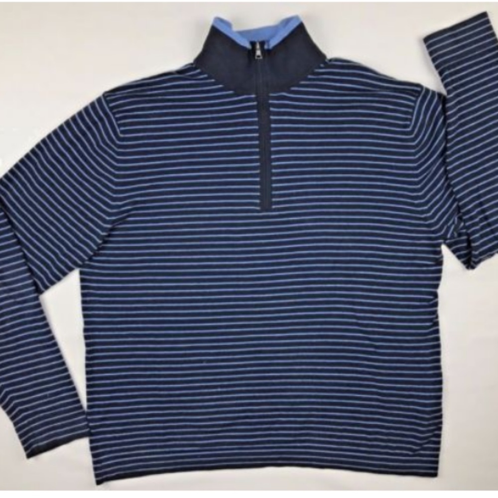 Banana Republic Mens Stripe Sweater 1/2 Zip